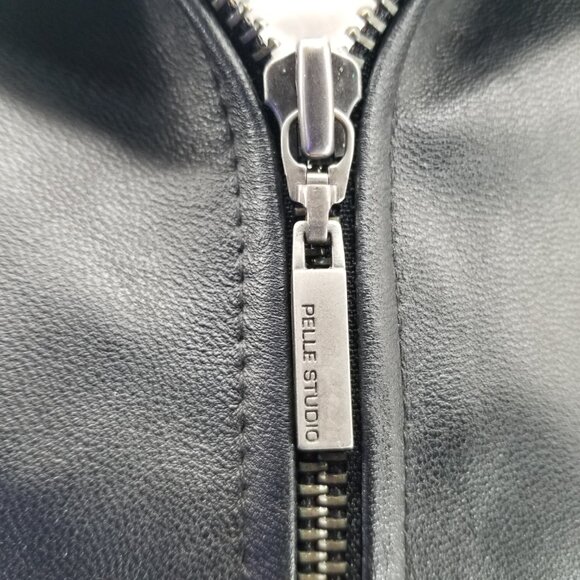 Wilsons Leather Pelle Studio Women Black Leather Insulated Jacket Coat Zip Large - Picture 8 of 13